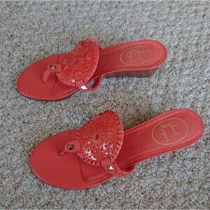 Jack Rogers Devyn Demi coral orange wedges size 7M